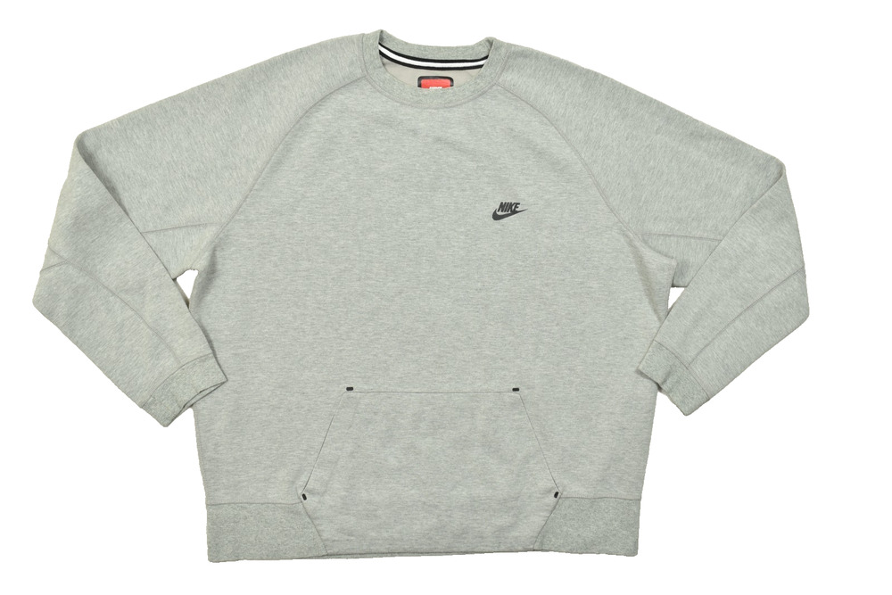 Nike Men's XXL Grey Tech Fleece Crewneck Sweatshirt Raglan Sleeve Front Kangaroo - Picture 1 of 8